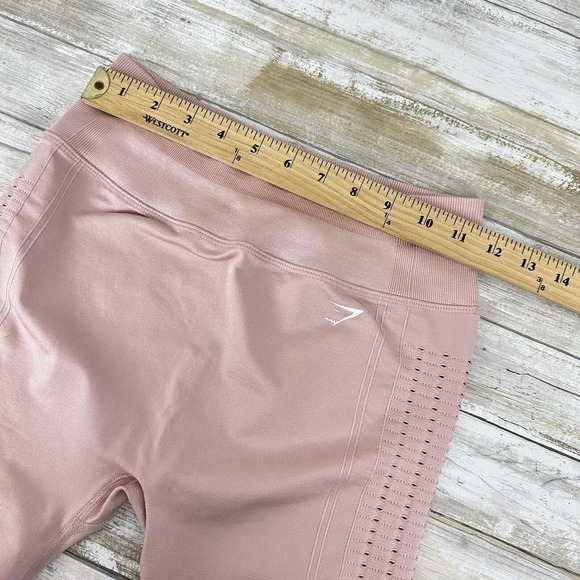 GYMSHARK Light Pink Glow Seamless High Waisted Womens Cycling Shorts Size Medium - Picture 10 of 16